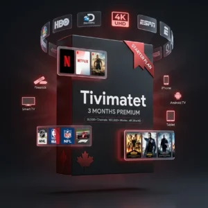 Tivimatet 3 months IPTV subscription Canada — premium software box starter plan with 35,000+ channels, 4K Ultra HD, NHL NBA NFL F1 live sports